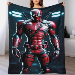 Marvel Deadpool Plaid en Polaire Imprimé 3D Couverture Douce Confortable pour Canapé Lit Bureau