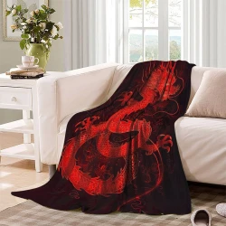 Dragon Plaid en Polaire Imprimé 3D Couverture Douce Confortable pour Canapé Lit Bureau