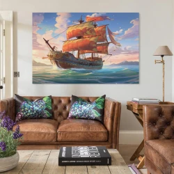Velero Pintura en lienzo sin marco, impresiones de pósters arte pared para decoración hogar dormitorio oficina