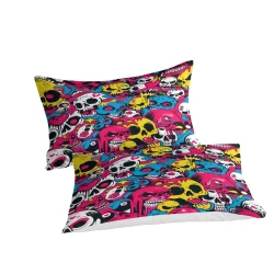 Crâne Housse de Couette Imprimée 3D Douce 3 Pièces Literie Garçons Filles