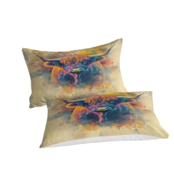 Vache des Highlands Housse de Couette Imprimée 3D Douce 3 Pièces Literie Garçons Filles