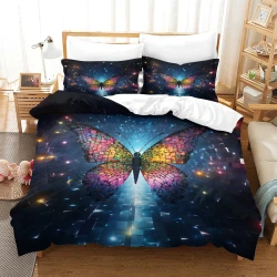 Papillon Housse de Couette Imprimée 3D Douce 3 Pièces Literie Garçons Filles