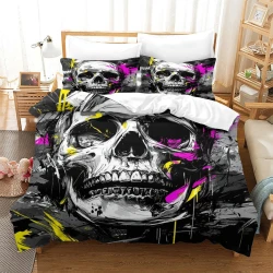 Crâne Housse de Couette Imprimée 3D Douce 3 Pièces Literie Garçons Filles
