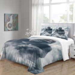 Gorille Housse de Couette Imprimée 3D Douce 3 Pièces Literie Garçons Filles