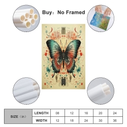 Papillon Peinture sur toile sans cadre, impressions posters art mural pour déco maison chambre bureau