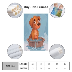 Chien de dessin animé Peinture sur toile sans cadre, impressions posters art mural pour déco maison chambre bureau