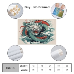 oriental Dragon Peinture sur toile sans cadre, impressions posters art mural pour déco maison chambre bureau