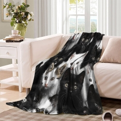 Chat Plaid en Polaire Imprimé 3D Couverture Douce Confortable pour Canapé Lit Bureau