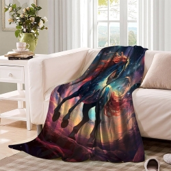 Cheval Plaid en Polaire Imprimé 3D Couverture Douce Confortable pour Canapé Lit Bureau