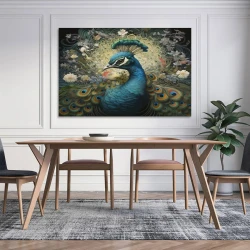 Paon Peinture sur toile sans cadre, impressions posters art mural pour déco maison chambre bureau