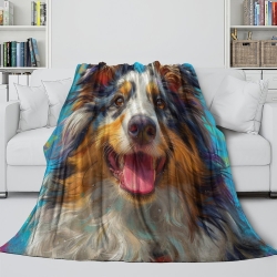 Shepherd Chien Plaid en Polaire Imprimé 3D Couverture Douce Confortable pour Canapé Lit Bureau