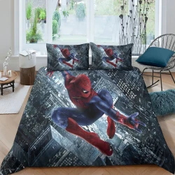 Avengers Spider Man Housse de Couette Imprimée 3D Douce 3 Pièces Literie Garçons Filles