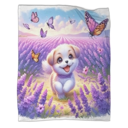 Chien Plaid en Polaire Imprimé 3D Couverture Douce Confortable pour Canapé Lit Bureau