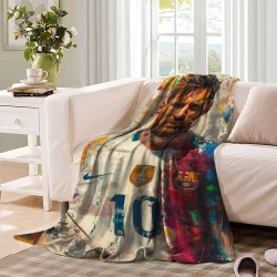 Lionel Messi Coperta in Pile Stampata 3D Morbida e Confortevole per Divano Letto Ufficio