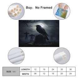 Corbeau Peinture sur toile sans cadre, impressions posters art mural pour déco maison chambre bureau