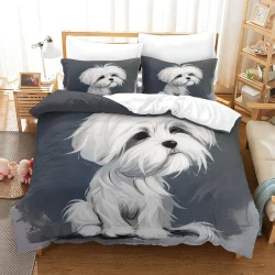 Shih Tzu Housse de Couette Imprimée 3D Douce 3 Pièces Literie Garçons Filles