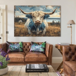 Vache des Highlands Peinture sur toile sans cadre, impressions posters art mural pour déco maison chambre bureau