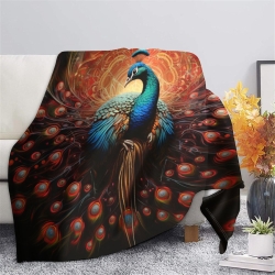 Paon Plaid en Polaire Imprimé 3D Couverture Douce Confortable pour Canapé Lit Bureau