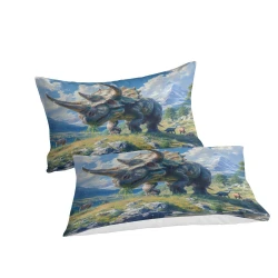 Dinosaure Housse de Couette Imprimée 3D Douce 3 Pièces Literie Garçons Filles