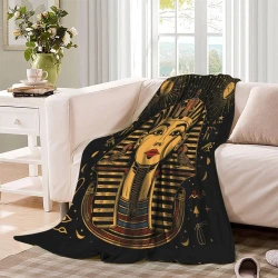 Pharaon égyptien Plaid en Polaire Imprimé 3D Couverture Douce Confortable pour Canapé Lit Bureau