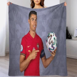 Cristiano Ronaldo Plaid en Polaire Imprimé 3D Couverture Douce Confortable pour Canapé Lit Bureau