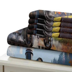 Train à vapeur Housse de Couette Imprimée 3D Douce 3 Pièces Literie Garçons Filles