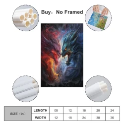maléfique Dragon Peinture sur toile sans cadre, impressions posters art mural pour déco maison chambre bureau