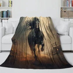 Cheval Plaid en Polaire Imprimé 3D Couverture Douce Confortable pour Canapé Lit Bureau