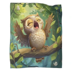 Hibou Plaid en Polaire Imprimé 3D Couverture Douce Confortable pour Canapé Lit Bureau