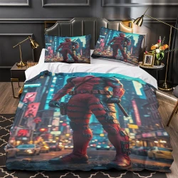 Deadpool Marvel Copripiumino Stampato 3D Morbido 3 Pezzi Biancheria da Letto per Ragazzi Ragazze