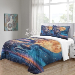 Bouddha Housse de Couette Imprimée 3D Douce 3 Pièces Literie Garçons Filles