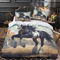 Cheval Housse de Couette Imprimée 3D Douce 3 Pièces Literie Garçons Filles