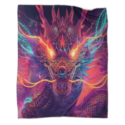 Dragon Plaid en Polaire Imprimé 3D Couverture Douce Confortable pour Canapé Lit Bureau