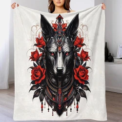 Dieu égyptien Anubis Plaid en Polaire Imprimé 3D Couverture Douce Confortable pour Canapé Lit Bureau