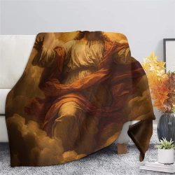 Dio e Gesù Coperta in Pile Stampata 3D Morbida e Confortevole per Divano Letto Ufficio