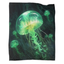 Méduse Plaid en Polaire Imprimé 3D Couverture Douce Confortable pour Canapé Lit Bureau