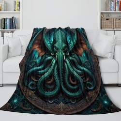 Mythe de l'horreur Cthulhu Plaid en Polaire Imprimé 3D Couverture Douce Confortable pour Canapé Lit Bureau