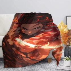 Tueur de démons: Demon Slayer Plaid en Polaire Imprimé 3D Couverture Douce Confortable pour Canapé Lit Bureau
