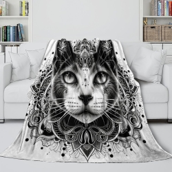 Cute Chat Plaid en Polaire Imprimé 3D Couverture Douce Confortable pour Canapé Lit Bureau