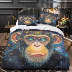 Gorille Housse de Couette Imprimée 3D Douce 3 Pièces Literie Garçons Filles