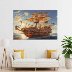 Voilier Peinture sur toile sans cadre, impressions posters art mural pour déco maison chambre bureau