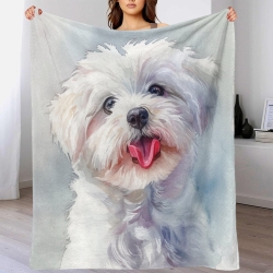 Shih Tzu Plaid en Polaire Imprimé 3D Couverture Douce Confortable pour Canapé Lit Bureau