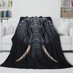 Éléphant Plaid en Polaire Imprimé 3D Couverture Douce Confortable pour Canapé Lit Bureau
