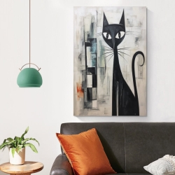 Art abstrait Chat Peinture sur toile sans cadre, impressions posters art mural pour déco maison chambre bureau