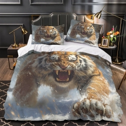 Tigre Housse de Couette Imprimée 3D Douce 3 Pièces Literie Garçons Filles