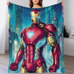 Avengers Iron Man Plaid en Polaire Imprimé 3D Couverture Douce Confortable pour Canapé Lit Bureau