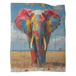 Éléphant Plaid en Polaire Imprimé 3D Couverture Douce Confortable pour Canapé Lit Bureau