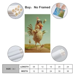 Coq Peinture sur toile sans cadre, impressions posters art mural pour déco maison chambre bureau