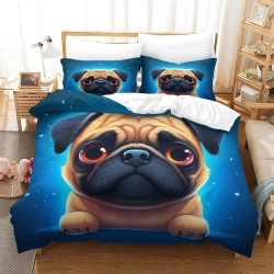 Bouledogue français Housse de Couette Imprimée 3D Douce 3 Pièces Literie Garçons Filles