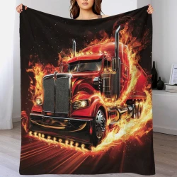 Gros camion Plaid en Polaire Imprimé 3D Couverture Douce Confortable pour Canapé Lit Bureau